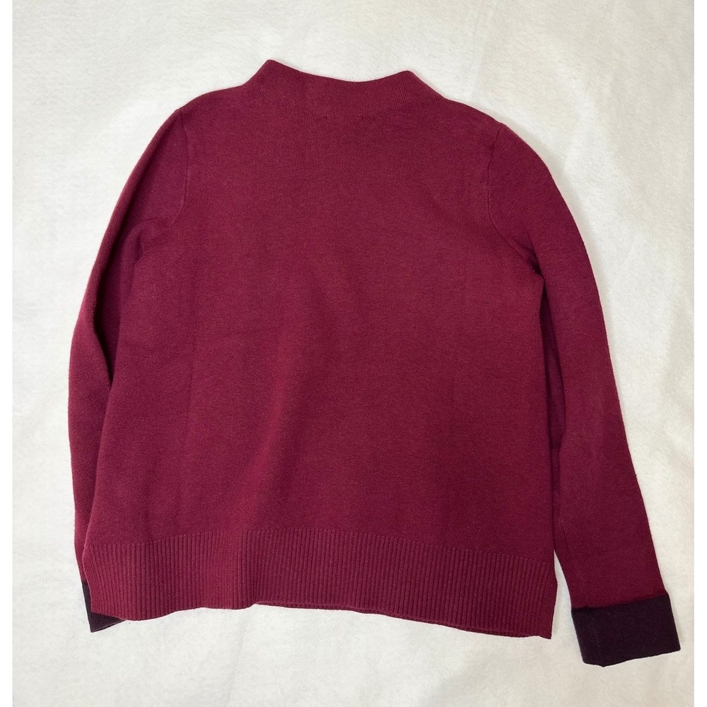 J.Jill Women's Burgundy Red Mock Neck Knit Sweater Top Size S Petite Long Sleeve - Picture 2 of 10